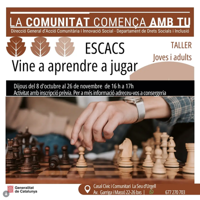 Taller per aprendre a jugar als escacs, a la Seu d'Urgell