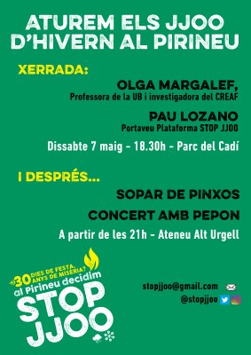 Xerrada: 'Aturem els JJOO d'Hivern al Pirineu', a la Seu d'Urgell