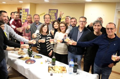 Miquel Caminal celebra a la seu d'ERC a Lleida els resultats del 10-N (Foto: ACN)