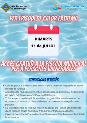 Accés gratuït a la piscina municipal per majors de 65 anys i menors de 12