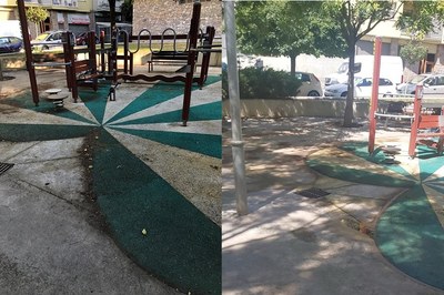 Acció de neteja a la plaça de Lleteries de la Seu