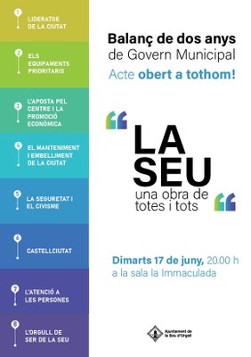 Balanç dels dos primers anys de l'actual mandat a l'Ajuntament de la Seu d'Urgell