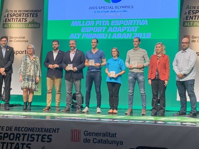 Premi per als Jocs Special Olympics 2018, en l'acte de reconeixement a l'esport de l'Alt Pirineu i Aran (Foto: J. Fàbrega)