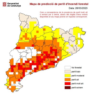 Mapa de risc d'incendi, 26/03/2023 (Agents Rurals)