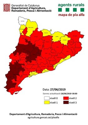 Alt risc d'incendi a Catalunya (Mapa: Agents Rurals)