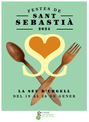Cartell anunciador de les Festes de Sant Sebastià 2025 de la Seu, obra de Ramon Berga