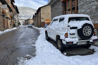 Gruixos de neu acumulats a Setcases. (Foto: Lourdes Casademont)