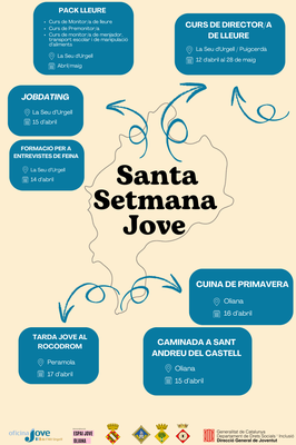 Cartell de les activitats per a joves a l'Alt Urgell, organitzades per Setmana Santa