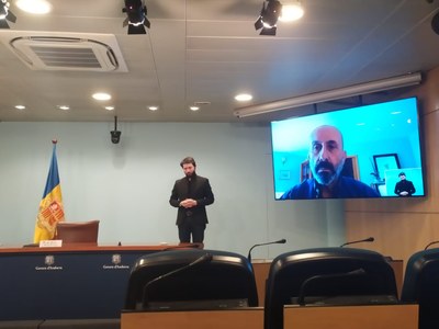 Roda de premsa telemàtica de Joan Martínez Benazet (Foto: Govern d'Andorra)