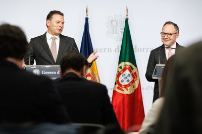 Roda de premsa del primer ministre de Portugal, Luís Montenegro, i el cap de Govern d'Andorra, Xavier Espot (Foto: Govern d'Andorra)