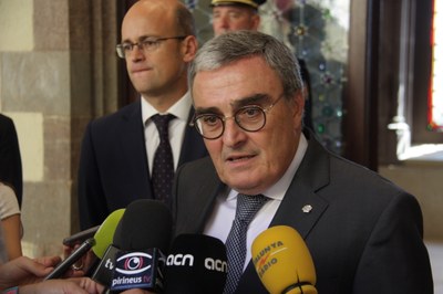 Àngel Ros, a la Seu d'Urgell l'any 2018, quan va presentar les cartes credencials al copríncep Joan-Enric Vives (Foto: ACN / arxiu)