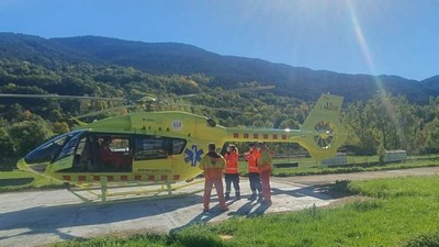 Un helicòpter a l'heliport de Vilaller (Foto d'arxiu/Ajuntament de Vilaller)