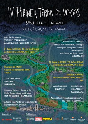 Programa del festival de poesia i música 'Pirineu, Terra de Versos', que tindrà lloc a la Seu i Ripoll