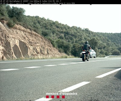 Motorista detectat circulant a 187 km/h per la C-14 (Foto: Mossos d'Esquadra)