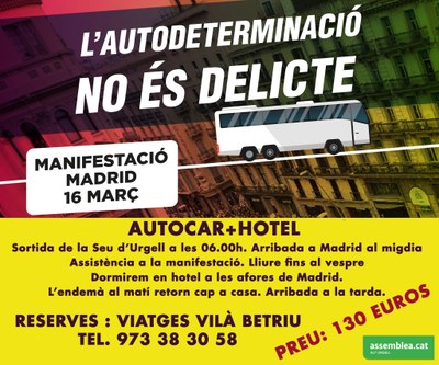 Autocar per assistir a la manifestació del 16 de març a Madrid