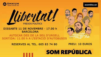 Autocar per a la manifestació 'Llibertat presos polítics'