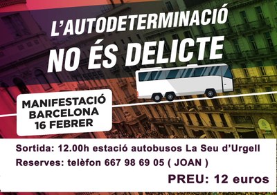 Autocar des de l'Alt Urgell per a la manifestació unitària del 16-F