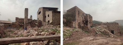 Dues de les cases del poble abandonat de Buseu, que ara es volen destinar a ecoturisme (Foto: Generalitat de Catalunya)