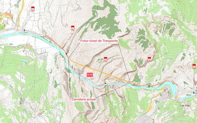 Mapa del futur túnel de Tresponts