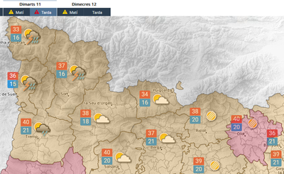 Previsió meteorològica al Pirineu català per aquest dimarts (MeteoCat)