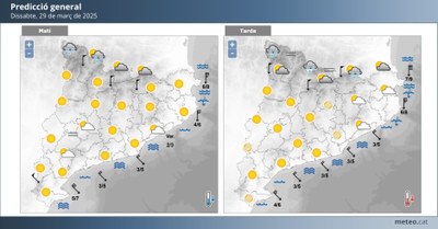 Previsió del MeteoCat per aquest dissabte