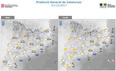 Previsió del Servei Meteorològic de Catalunya per aquest divendres 01.12.17