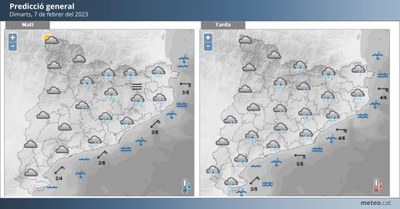 Previsió del Servei Metorològic de Catalunya per aquest dimarts 7 de febrer (www.meteo.cat)