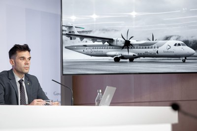 David Forné fa balanç de l'estrena de la nova connexió entre l'Aeroport Andorra-la Seu i Mallorca (Foto: Govern d'Andorra)