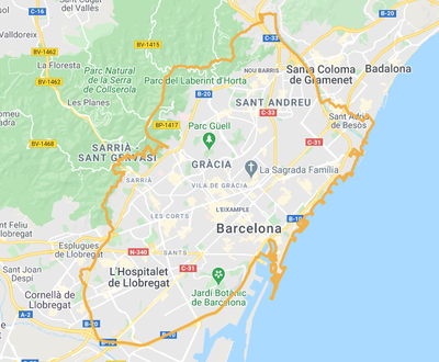 Mapa amb el perímetre del la Zona de Baixes Emissions (Aj. Barcelona)