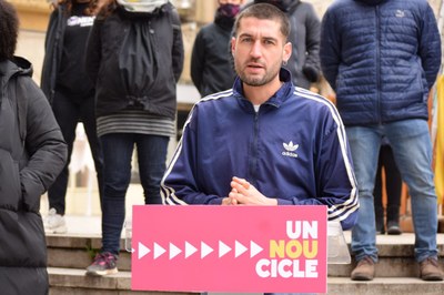 Bernat Lavaquiol, a la presentació de la llista de la CUP per Lleida a les eleccions al Parlament
