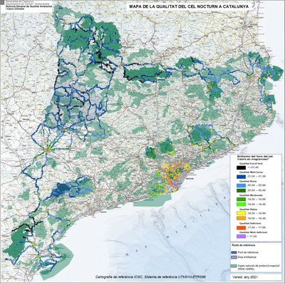 Mapa de qualitat del cel nocturn a Catalunya, 2020 (TES)