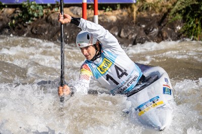 Miquel Travé, a la prova de K1 de les Finals de la Copa del Món d'eslàlom (Foto: Marc Etxaniz)