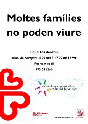 Càritas - Cartell campanya "Moltes famílies no poden viure"