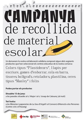 Campanya de recollida de material escolar - Cartell 2013