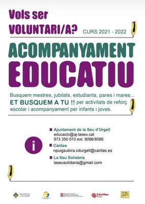 Cerca de voluntaris per al projecte d'acompanyament educatiu