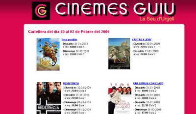 Cinemes Guiu - Pàgina web