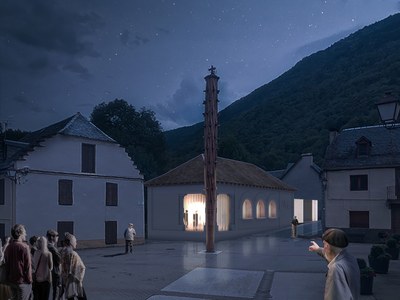 Muntatge de com quedarà l'equipament de la Casa deth Haro un cop finalitzada a Les, Val d'Aran (Foto: Departament de Cultura)
