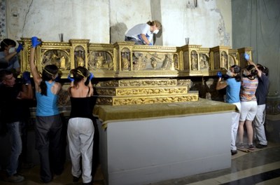 Restauració del retaule de la Pietat (Foto: ACN/Marta Lluvich)