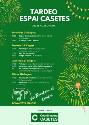 Programa d'activitats de tarda a Casetes - Festa Major de la Seu 2023