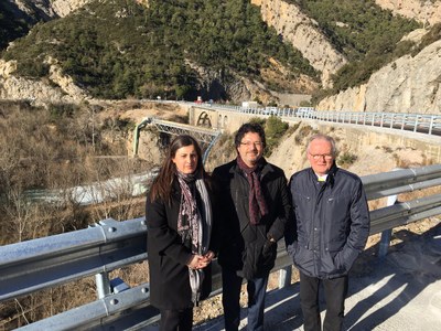 Visita de Gavín, Orrit i Fierro a les obres del Pont de Peramola