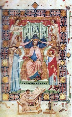 Pintura del jurament dels privilegis per part de Jaume II de Mallorca, davant Jaume I el Conqueridor (Imatge: Arxiu Municipal de Palma)