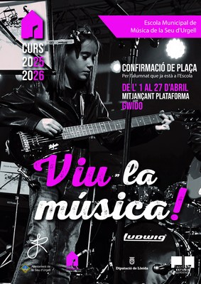 Confirmació de plaça per al curs 2025-2026 a l'Escola de Música de la Seu d'Urgell