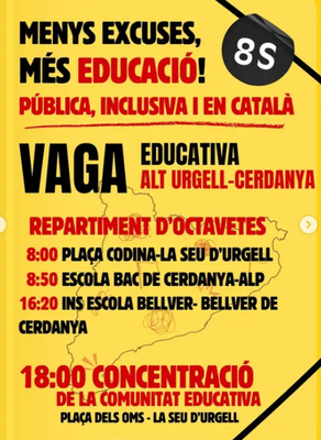 Vaga educativa a l'Alt Urgell i la Cerdanya, aquest dimarts