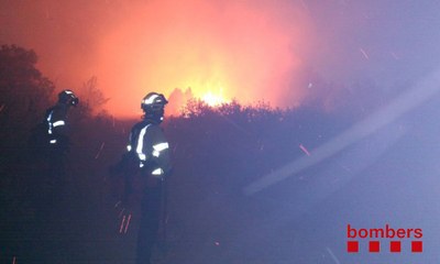 Bombers treballant en l'extinció de l'incendi de Vilamitjana (Foto: Bombers de la Generalitat)