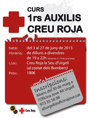 Creu Roja - Cartell curs 1rs auxilis