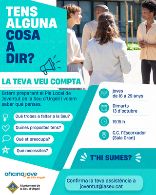 Crida a la col·laboració per definir el nou Pla Local de Joventut de la Seu d'Urgell