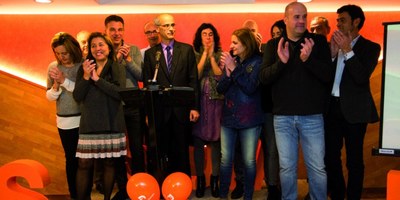 Toni Martí, amb els candidats comunals de DA (Foto: Tony Lara/El Periòdic d'Andorra)