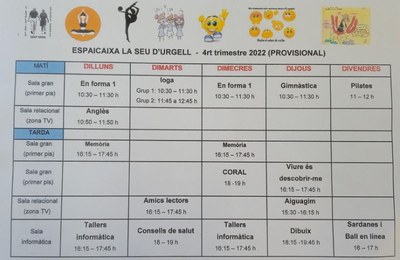 Programa de les activitats a l'Esplai (octubre-desembre 2022)
