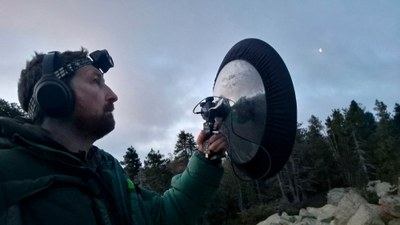 Un tècnic de Paisatges Vius fent tasques de localització de cantaders a la Cerdanya (Foto: Paisatges Vius)