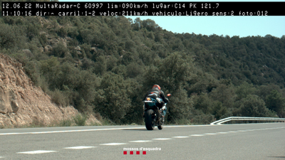 Imatge del motorista andorrà denunciat penalment a la C-14 a Oliola (Foto: Mossos d'Esquadra)